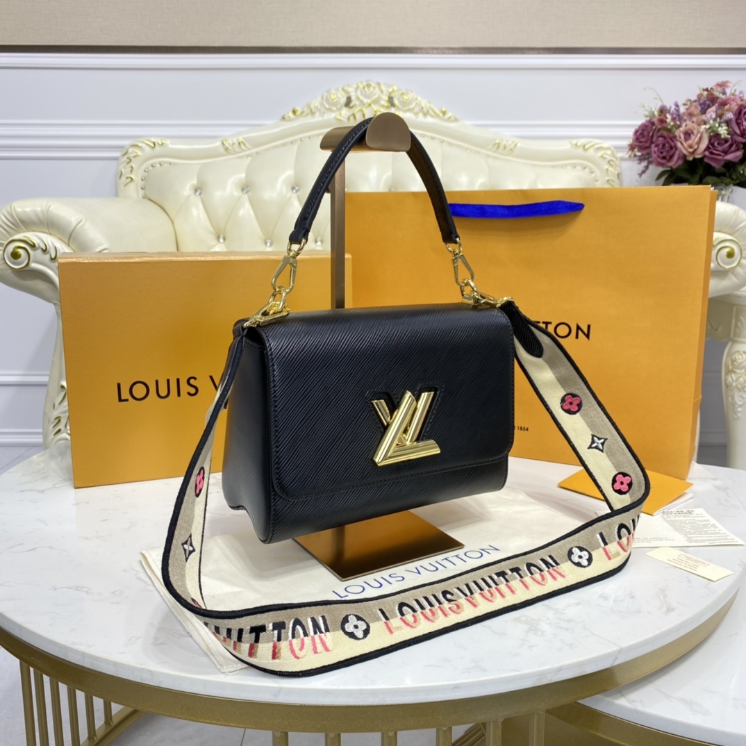 Louis Vuitton TWIST MM Handbag Epi Leather M57505 Black